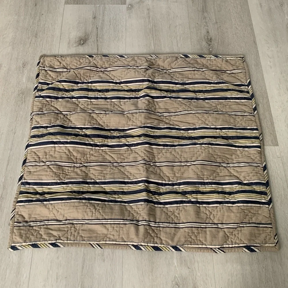 Pottery barn Celeste quilted pillows euro shams striped navy beige set of‎ 2
